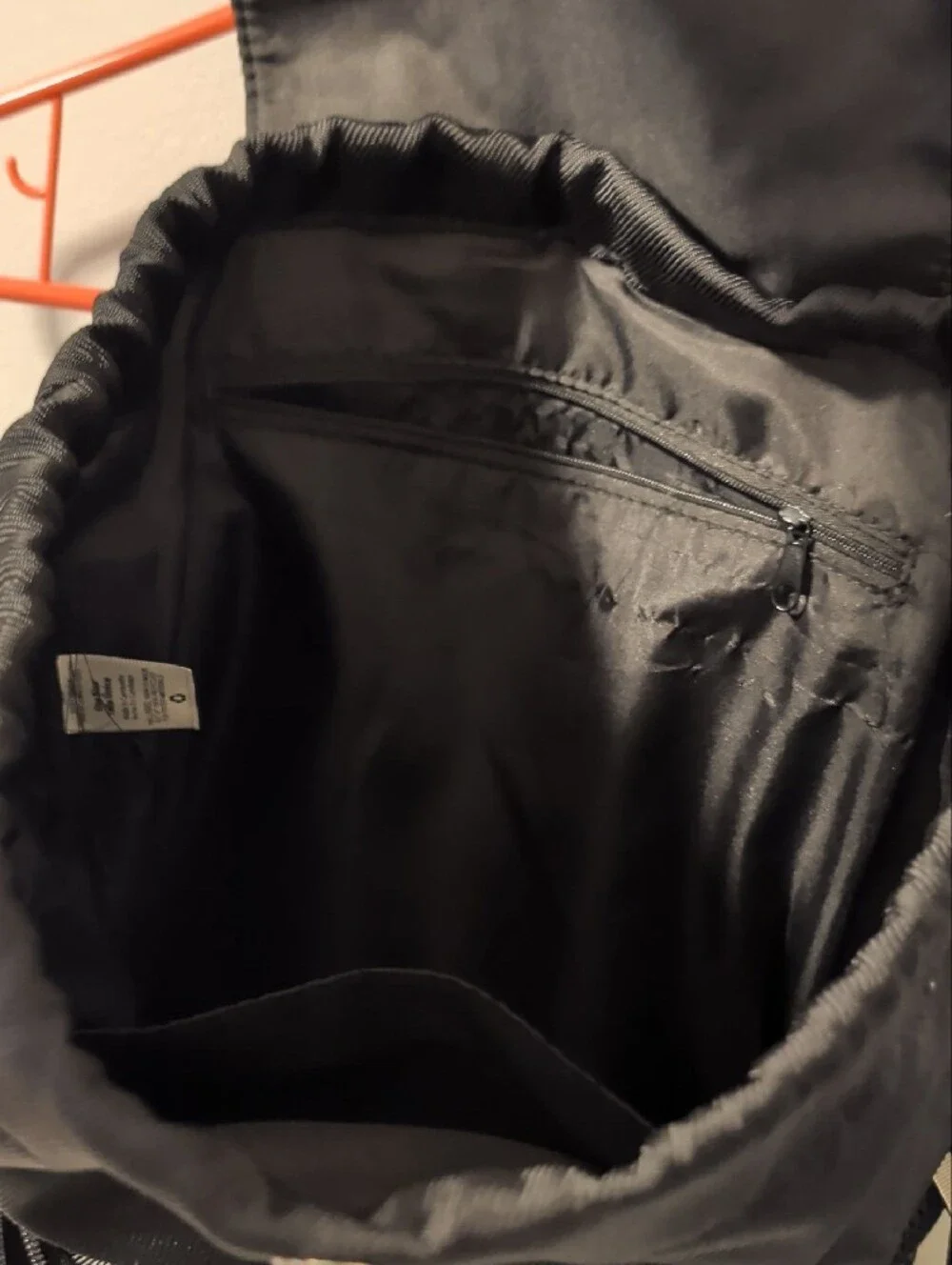 Black Nylon Drawstring Backpack